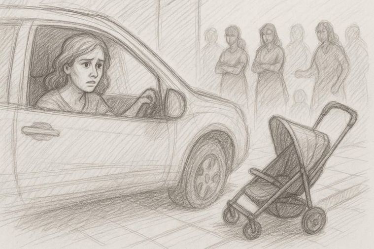 Casi una tragedia en Torrevieja: un todoterreno embiste un carrito de bebé en un paso de cebra