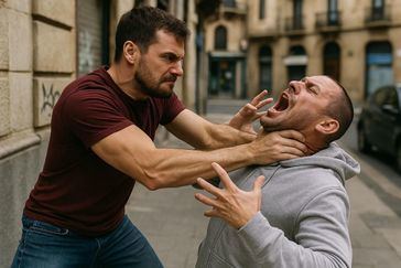 Intento de homicidio en Donostia: Dos hombres a punto de asfixiar a su oponente en una pelea salvaje