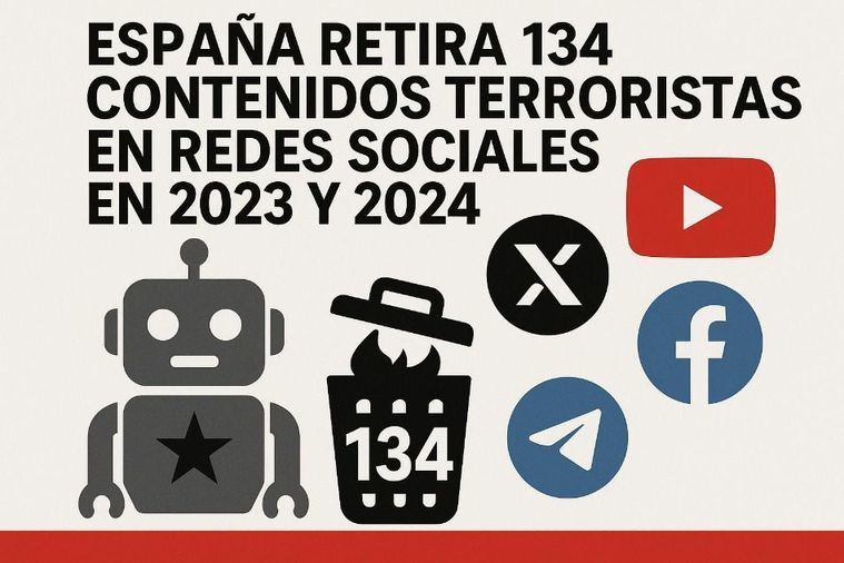 España retira 134 contenidos terroristas en redes sociales en 2023 y 2024