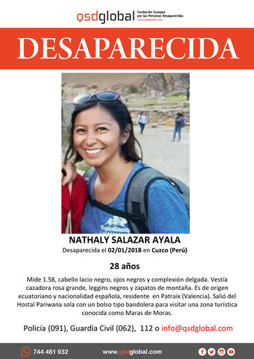 La Policía española participa en Perú en las investigaciones por la desaparición de Nathaly Salazar